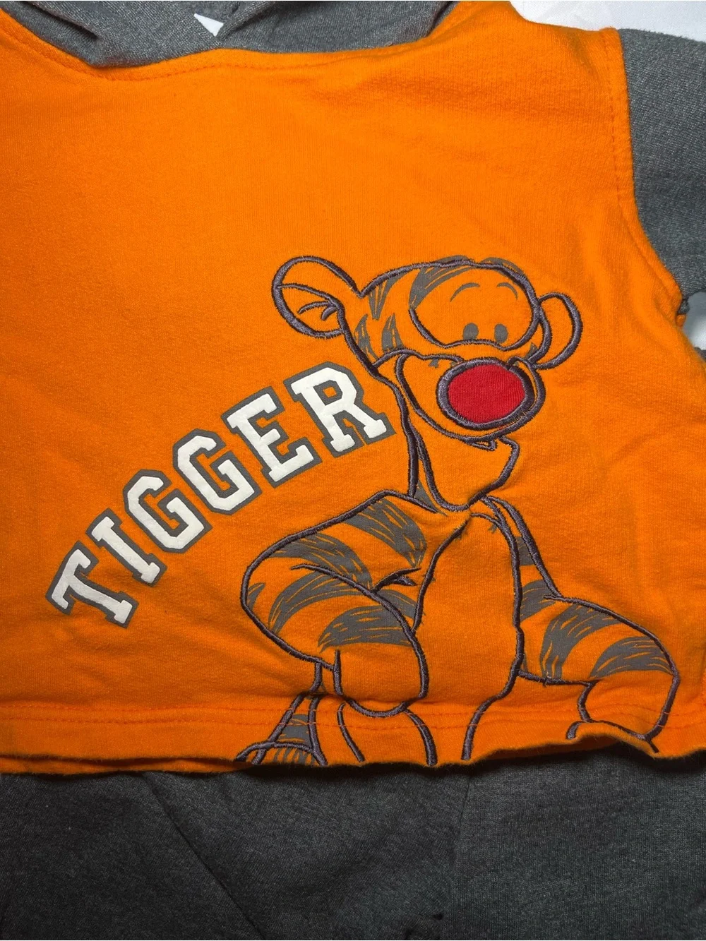 Vintage Disney‎ Tigger Hoodie & Sweatpants Set 2T Orange Gray Embroidered